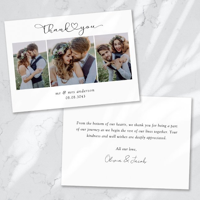Tarjeta De Agradecimiento Guión fotográfico múltiple con foto de Boda cardía (Subido por el creador)