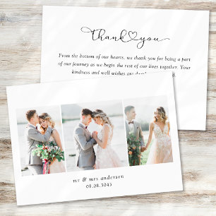 Tarjeta De Agradecimiento Guión fotográfico múltiple con foto de Boda cardía
