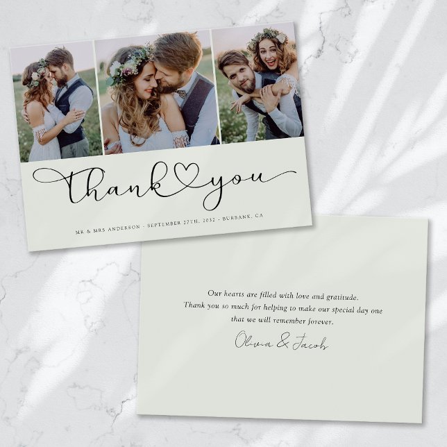 Tarjeta De Agradecimiento Guión fotográfico múltiple con foto de Boda cardía (Subido por el creador)