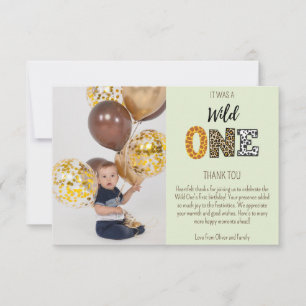 Tarjeta De Agradecimiento Guión fotográfico Wild One Green