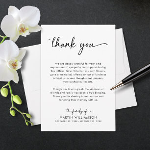 Tarjeta De Agradecimiento Guión Funeral Simple Gracias