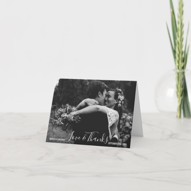 Tarjeta De Agradecimiento Guión GRACIAS aniversario de boda | Agregar FOTO (Anverso)