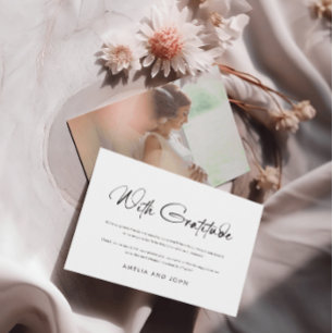 Tarjeta De Agradecimiento Guión manuscrito moderno foto en blanco negro