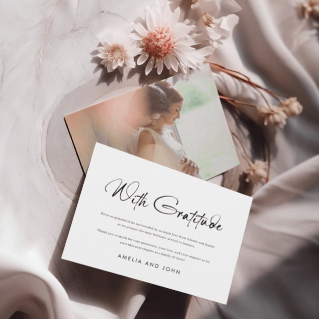 Tarjeta De Agradecimiento Guión manuscrito moderno foto en blanco negro (Subido por el creador)