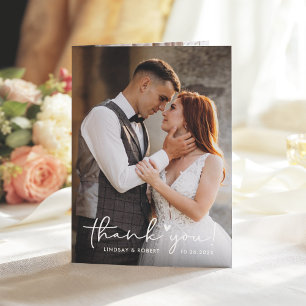 Tarjeta De Agradecimiento Guión manuscrito Sweet Love Heart Boda Foto