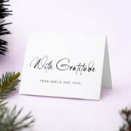 Tarjeta De Agradecimiento Guión Minimalista blanco negro manuscrito