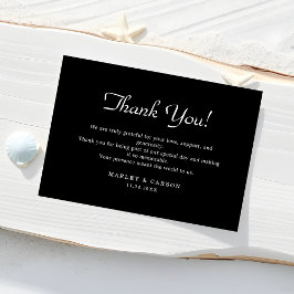 Tarjeta De Agradecimiento Guion minimalista Elegante Negro Boda Personalizad