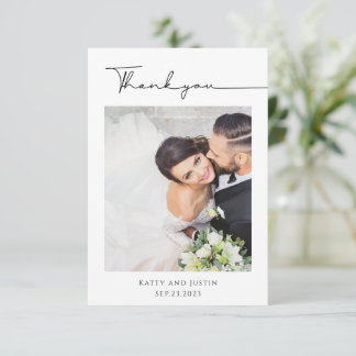 Tarjeta De Agradecimiento Guion minimalista personalizable Corazón Boda Foto