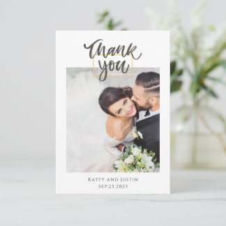 Tarjeta De Agradecimiento Guión minimalista personalizable Corazón Foto de b