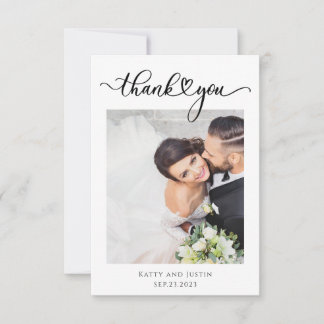 Tarjeta De Agradecimiento Guión minimalista personalizable Corazón Foto de b