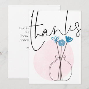 Tarjeta De Agradecimiento Guión mínimo de Flores Quirky