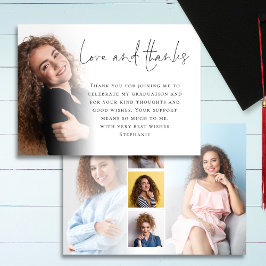 Tarjeta De Agradecimiento Guión moderno 6 Fotos Graduación Amor Gracias