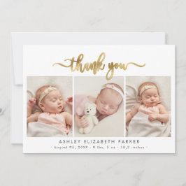 Tarjeta De Agradecimiento Guión moderno Bebé recién nacido 3 Foto Gracias