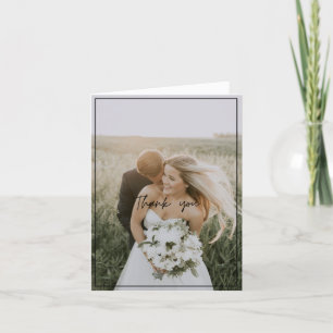 Tarjeta De Agradecimiento Guión moderno Boda de fotos vertical Gracias