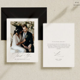 Tarjeta De Agradecimiento Guión moderno Boda simple foto plana