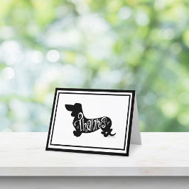 Tarjeta De Agradecimiento Guión moderno Dachshund blanco negro blanco doblad