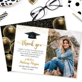 Tarjeta De Agradecimiento Guión moderno Foto de graduación de globo de oro n