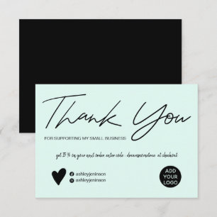 Tarjeta De Agradecimiento Guión moderno orden negro y verde azulado gracias