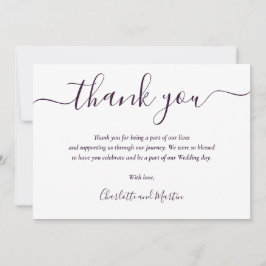 Tarjeta De Agradecimiento Guión moderno Purple Elegant