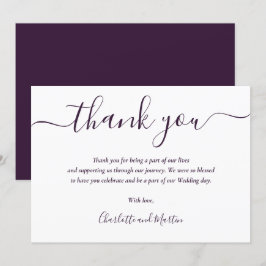 Tarjeta De Agradecimiento Guión moderno Purple Elegant
