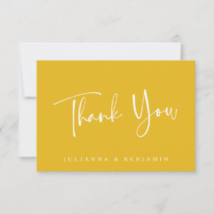 Tarjeta De Agradecimiento Guion moderno simple amarillo de boda trendy perso