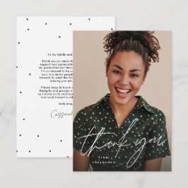 Tarjeta De Agradecimiento Guión moderno simple graduación de una foto
