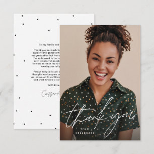 Tarjeta De Agradecimiento Guión moderno simple graduación de una foto