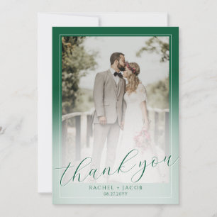 Tarjeta De Agradecimiento Guión moderno Verde oscuro 2-Boda de fotos Gracias