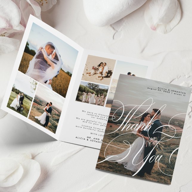 Tarjeta De Agradecimiento Guión moderno y elegante de caligrafía 8 boda foto (Subido por el creador)