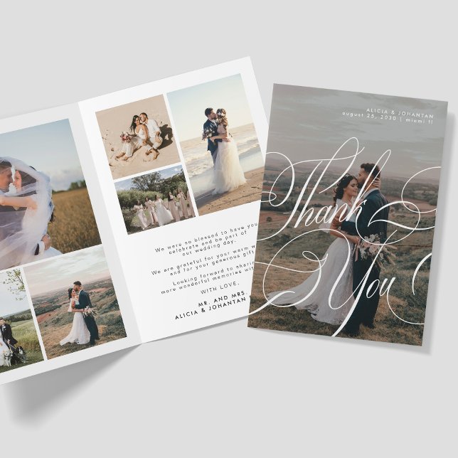Tarjeta De Agradecimiento Guión moderno y elegante de caligrafía 8 boda foto (Subido por el creador)