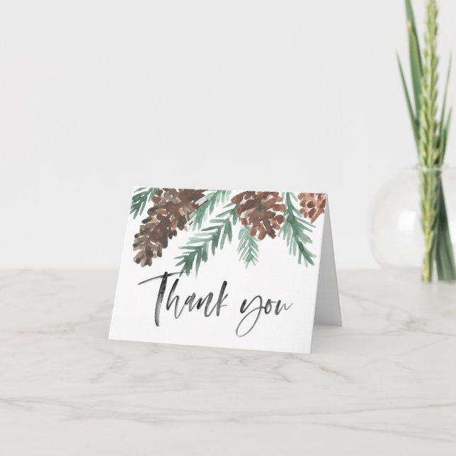 Tarjeta De Agradecimiento Guión Pinecone Winter Gracias a ti Brussel | Dobla (Anverso)