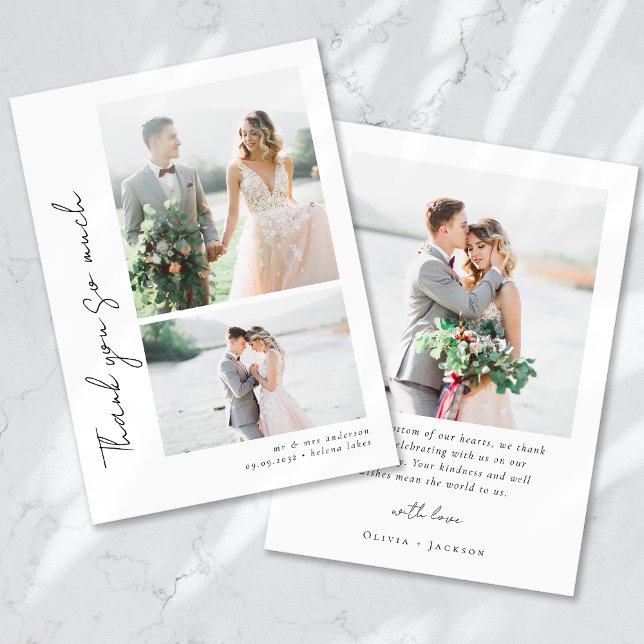 Tarjeta De Agradecimiento Guión romántico Boda fotográfico múltiple (Subido por el creador)