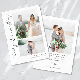 Tarjeta De Agradecimiento Guión romántico Boda fotográfico múltiple