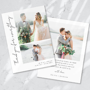 Tarjeta De Agradecimiento Guión romántico Boda fotográfico múltiple