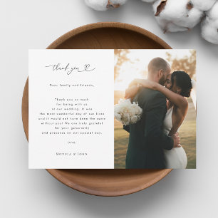 Tarjeta De Agradecimiento Guión romántico del corazón Minimalista 2 Boda de 