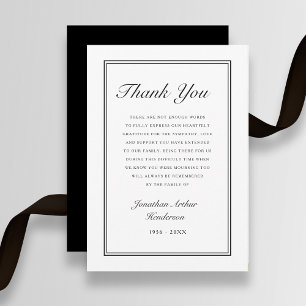 Tarjeta De Agradecimiento Guion sencillo elegante simpatía funeral