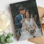Tarjeta De Agradecimiento Guión simple Boda moderno foto<br><div class="desc">Simple Script Moderno Boda Foto Tarjeta de agradecimiento</div>