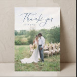 Tarjeta De Agradecimiento Guión simple Boda moderno foto azul<br><div class="desc">Simple Script Moderno Boda Foto Tarjeta de agradecimiento</div>