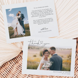 Tarjeta De Agradecimiento Guión simple con foto Boda de corazón
