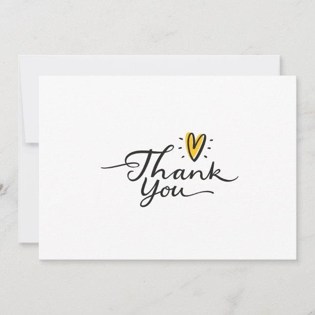 Tarjeta De Agradecimiento Guión simple Corazón Amarillo (Anverso)