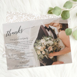 Tarjeta De Agradecimiento Guión Simple Elegante Boda De Fotografías Escritas