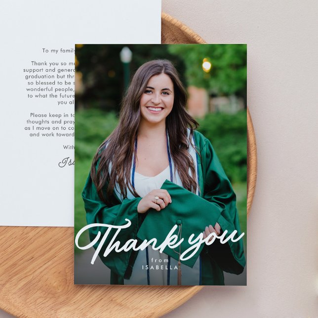 Tarjeta De Agradecimiento Guión simple graduación de una foto (Subido por el creador)