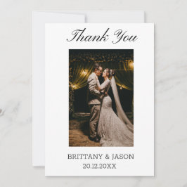 Tarjeta De Agradecimiento Guión simple minimalista con foto boda