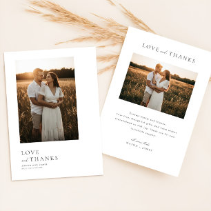 Tarjeta De Agradecimiento Guión simple minimalista con foto de boda boho