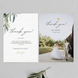 Tarjeta De Agradecimiento Guión simple minimalista con foto de Boda cardíaco