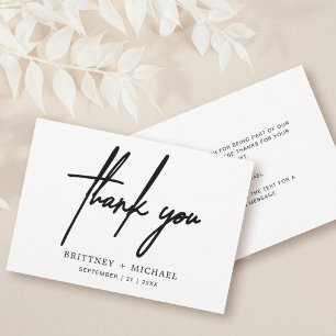 Tarjeta De Agradecimiento Guion Simple Minimalista Moderno de Boda