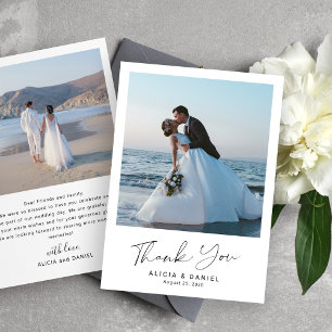 Tarjeta De Agradecimiento Guión simple moderno 2 boda de fotos