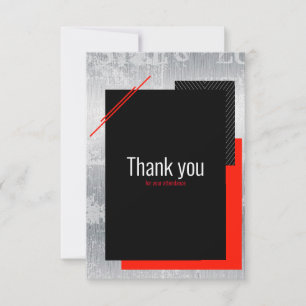 Tarjeta De Agradecimiento Guión simple rojo negro gris y rayas blancas