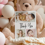 Tarjeta De Agradecimiento Guión simple: varias fotos collage de la ducha de<br><div class="desc">Personalice estas tarjetas de agradecimiento para la ducha bebé con hermosas fotos de su bebé. Gracias a tu familia y amigos que te han bañado con su amor y le han presentado a tu nuevo bebé con imágenes que pueden apreciar durante muchos años a medida que el bebé crece. Moderno...</div>