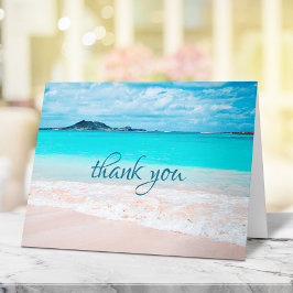 Tarjeta De Agradecimiento Guión tropical soleado de Hawaii Turquoise Beach